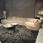 Curved Modular Sofa with Rounded Silhouette & Premium Matte Leather Upholstery